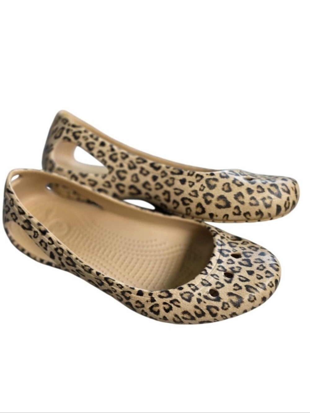 Crocs Kadee Leopard Cheetah Print Ballet Flats Shoes Women's Size 7